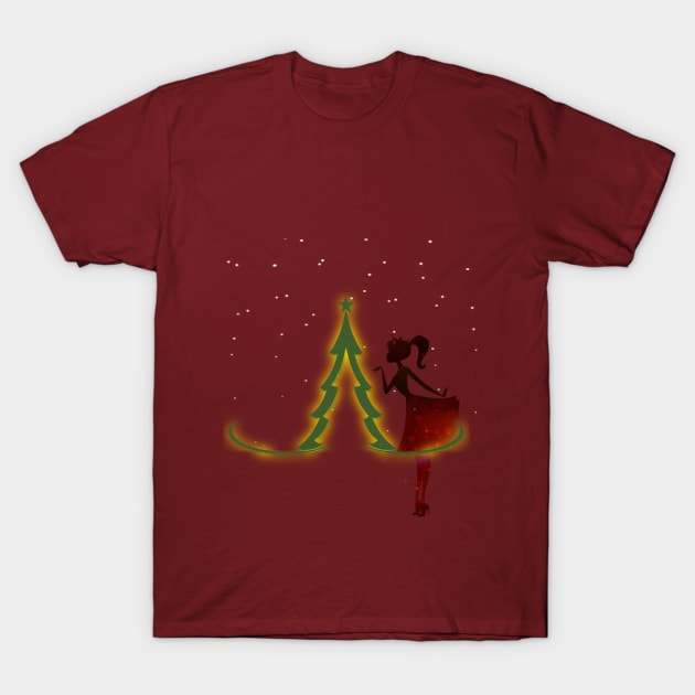 Barbie with Christmas Tree T-Shirt by Geenie